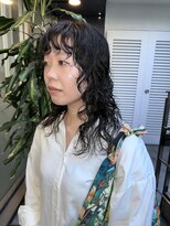ハイライトカラーアプリコットオレンジくびれヘア