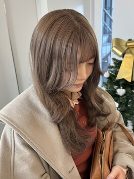 ミルクティーグレージュ/ブリーチ1回/ダブルカラー/梅田ブリーチ