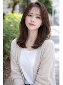 セミロング20代30代ストレートレイヤー前髪なし前髪あり池袋