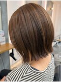 大人ミディアムボブ×ベージュブラウン