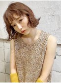 グレージュ/ココアベージュ/ボブウルフ/黒髪/オン眉［銀座］