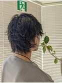 20代30代メンズスパイラルパーマワイルドオシャレ感アッシュ