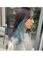 パーミル ヨコハマ(permille Yokohama)&nbsp;インナーカラー水色ブリーチカラーインナーカラー