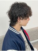 ミディアム　マッシュウルフ　ナチュラルパーマ　束感