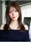 ☆フェミニンロング大人かわいいぱっつん前髪レイヤーカット小顔