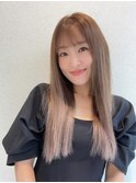 ハイトーンミルクティーベージュ/切りっぱなしロング