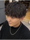京都メンズマッシュ波巻きパーマツイスパメンズパーマ刈り上げ