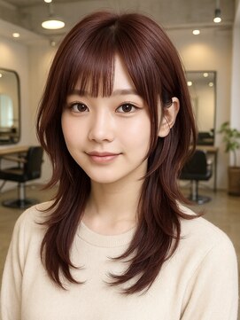 フリック 京都河原町店(FLICK) ★韓国レイヤー姫カットレイヤー大人可愛いチェリーレッド京都