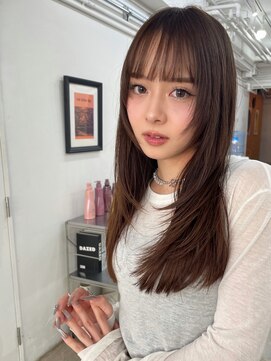 ハニーシブヤ(HONEY shibuya) ミディアムレイヤーカット/ヘーゼルブラウン/ハッシュカット3