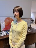 ぷつっとボブオリーブカラー透明感カラー