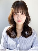 夏カラー◎ブリーチなし暗めミディアム/くびれヘア韓国風/小顔