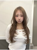 ブリーチなしカラーハッシュカットミルクティーベージュ