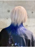 前下がりネオウルフ×ブルーインナーカラー/西新井クレド