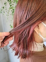 テトヘアー(teto hair) インナーカラー　赤　暖色系カラー　ボブ　ハイライト