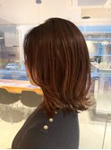 顔周りレイヤーで動きのあるボブに、ピンクブラウン☆/心斎橋
