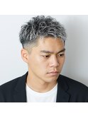 王道アップバンク短髪パーマスーツビジネスショート20代30代