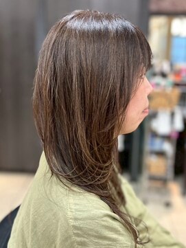 ヘアークリアー 春日部 大人のロング×ハッシュカット ロングレイヤー ココアブラウン