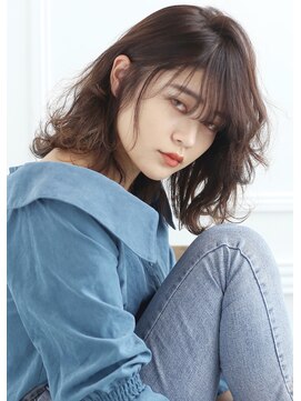 ヘアーメイクパウダー 天王寺寺田町店(Hair make powder) 小顔外ハネミディアムアッシュ20代30代40代くびれミディ韓国ヘア