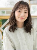 オン眉斜めバングくせ毛風顔周りレイヤーTb8上尾20代30代40代