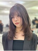 レイヤーカット/ウェットヘア/オリーブベージュ/韓国ヘア