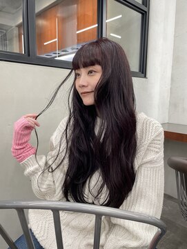 ニコ トウキョウ 渋谷(nico TOKYO) ダブルカラーチェリーレッドピンクブラウン韓国レイヤーロング