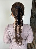 編みおろしツインポニー
