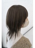くびレイヤーエモージュ前髪パーマグレーベージュレイヤーボブ