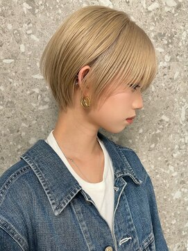 サンクマーケット 渋谷(cinq MARKET) ブリーチカラーショートカットハイトーンミルクティーベージュ