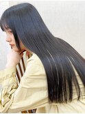 黒髪/ボブルフ/ネビージュ/韓国/ワンレン/仙台/髪質改善/前髪