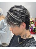 ホワイトシルバーグレーバレイヤージュセンターパート