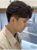メンズセンターパートウルフニュアンスパーマカルマパーマゆるめ