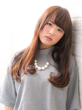 エルデ ナインズ ヘアー スタンド 川口店(elde 9's HAIR STAND) 56モーブカラー&セミウェットなワイドバングなくびれミディ 川口