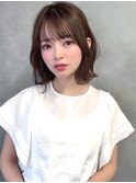 ボブ　ゆる巻き　ウェーブ巻き　フェミニン　ミディアムヘア