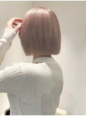 6050ミルクティーアッシュハイトーンカラー切りっぱなしボブ