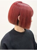 【モリオ松戸　石山】赤髪前下がりボブミニボブチェリーレッド