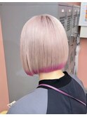 ホワイトピンク 裾カラー