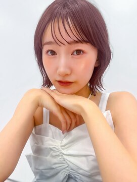 ソア 並木坂(Soa) ラベンダーピンク/透明感カラー/切りっぱなしボブ/Minori