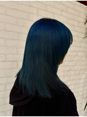 10代20代ロングウルフターコイズブルー