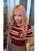 ケアブリーチカラーペールピンクベージュハイトーンロング