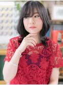 *bliss上尾*朝楽☆黒髪×斜めバング外ハネくせ毛風ミディa