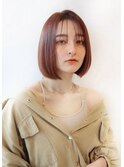 20代30代40代 ミニボブ ワンカール シースルー ピンクブラウン