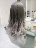ホワイトアッシュグラデーションカラー　ロングデザインカラー