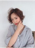 パーマ風丸みショート