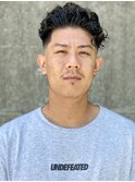 フェードグラデーションオールバックパーマスタイル