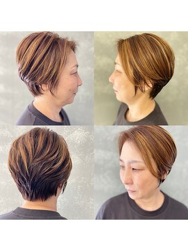 トゥージュ ベル(Toujours Belle) ハンサムショート×脱白髪染めハイトーンカラーの表面ハイライト