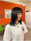 顔まわりレイヤー/切りっぱなしボブ/髪質改善縮毛矯正
