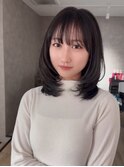 大分ハッシュカット胸上鎖骨下ミディアムレイヤースタイルかるめ