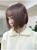 ハッシュボブレイヤーボブヘーゼルベージュミルクブラウン韓国