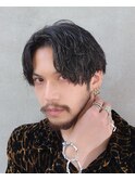 スパイラルパーマ無造作前下り韓国マッシュ無造作センターパート