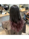 ペールベージュセクションカラーグラデーションカラー外ハネボブ